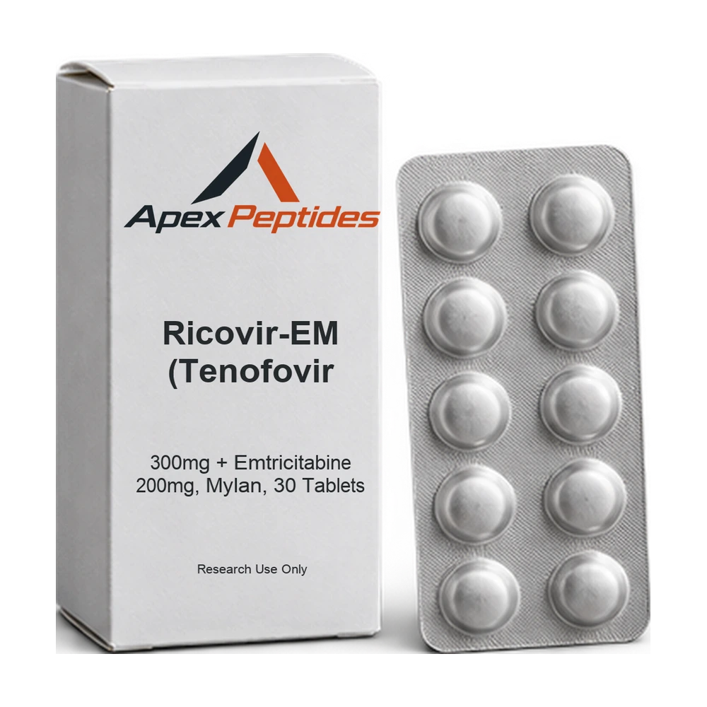 Ricovir-EM (Tenofovir 300mg + Emtricitabine 200mg, Mylan, 30 Tablets) — Apex Peptides