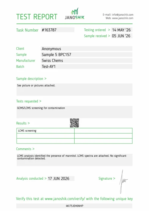 BPC-157 with Arginine Salt lab report