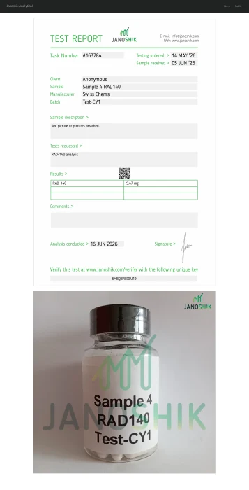 RAD-140 (Testolone), (10mg/capsule) 60 Capsules lab report